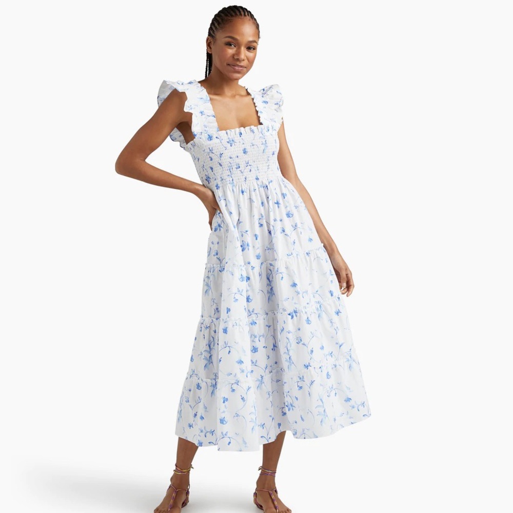 The Ellie Nap Dress in Blue Botanical